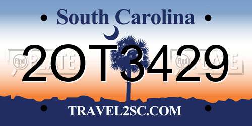 2OT3429 South Carolina License Plate