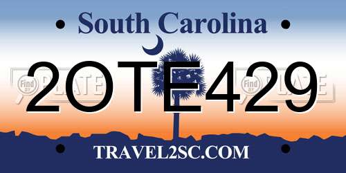 2OTE429 South Carolina License Plate