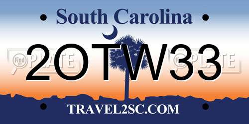 2OTW33 South Carolina License Plate
