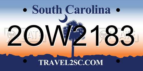 2OW2183 South Carolina License Plate