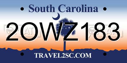 2OWZ183 South Carolina License Plate