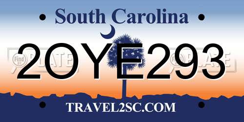 2OYE293 South Carolina License Plate