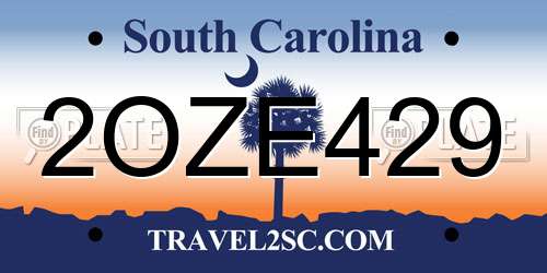 2OZE429 South Carolina License Plate