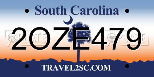 2OZE479 South Carolina License Plate