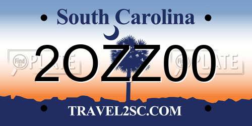 2OZZ00 South Carolina License Plate
