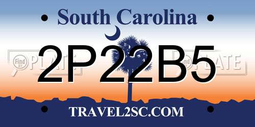 2P22B5 South Carolina License Plate
