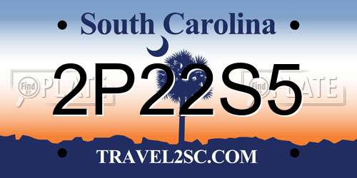 2P22S5 South Carolina License Plate