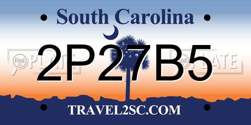 2P27B5 South Carolina License Plate