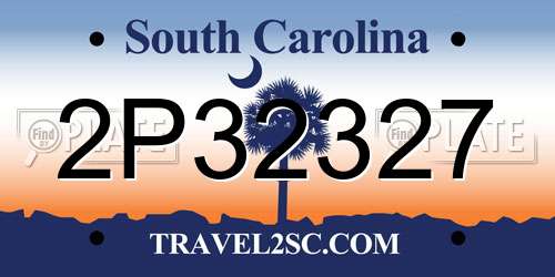 2P32327 South Carolina License Plate