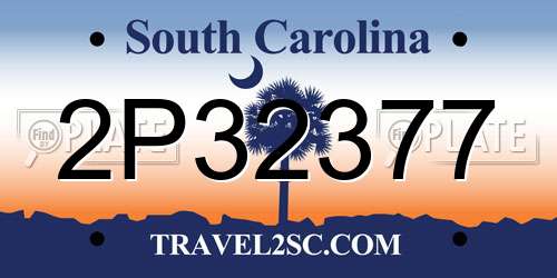 2P32377 South Carolina License Plate