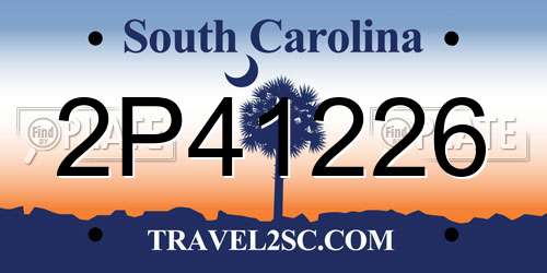 2P41226 South Carolina License Plate