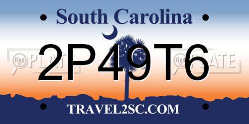 2P49T6 South Carolina License Plate