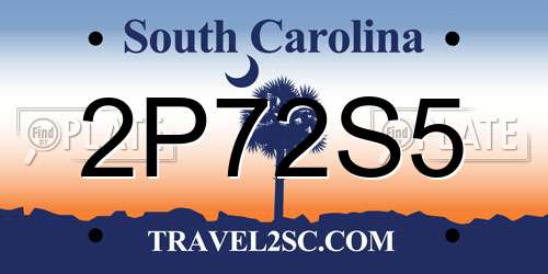 2P72S5 South Carolina License Plate