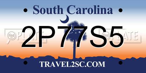 2P77S5 South Carolina License Plate