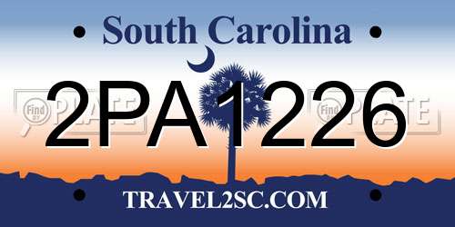 2PA1226 South Carolina License Plate