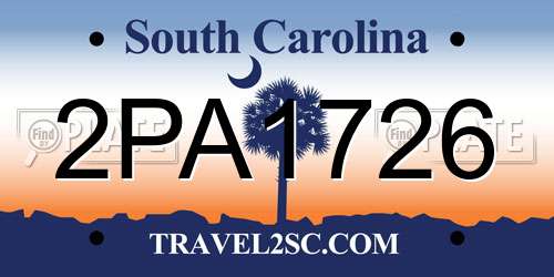 2PA1726 South Carolina License Plate