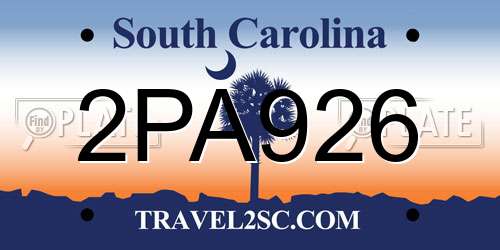 2PA926 South Carolina License Plate