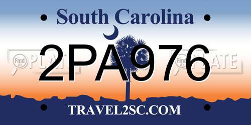 2PA976 South Carolina License Plate