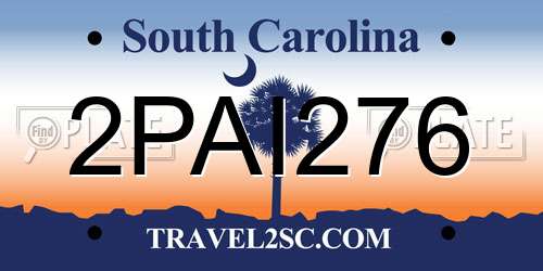 2PAI276 South Carolina License Plate