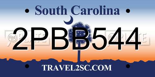 2PBB544 South Carolina License Plate