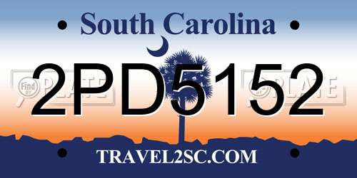 2PD5152 South Carolina License Plate