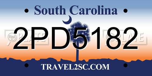 2PD5182 South Carolina License Plate