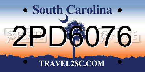 2PD6076 South Carolina License Plate