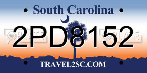 2PD8152 South Carolina License Plate