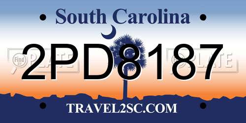 2PD8187 South Carolina License Plate
