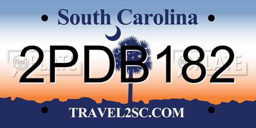 2PDB182 South Carolina License Plate