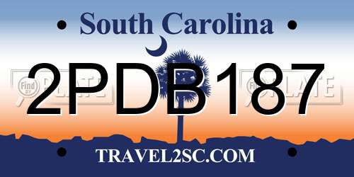 2PDB187 South Carolina License Plate