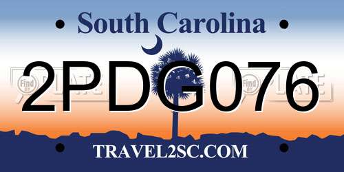 2PDG076 South Carolina License Plate