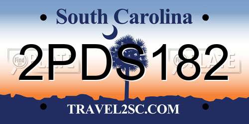 2PDS182 South Carolina License Plate