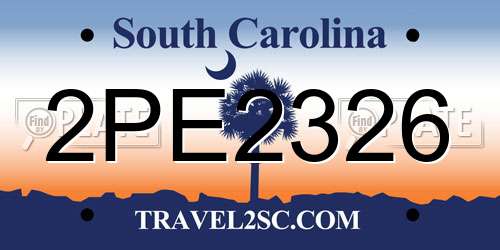 2PE2326 South Carolina License Plate