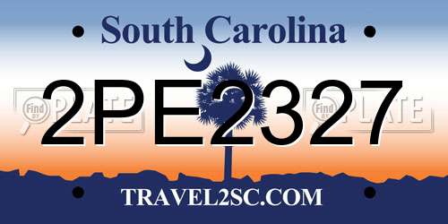 2PE2327 South Carolina License Plate