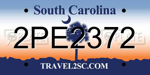 2PE2372 South Carolina License Plate