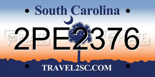 2PE2376 South Carolina License Plate