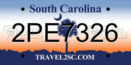 2PE7326 South Carolina License Plate