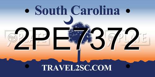 2PE7372 South Carolina License Plate