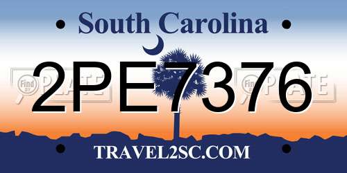 2PE7376 South Carolina License Plate