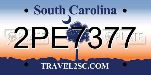 2PE7377 South Carolina License Plate