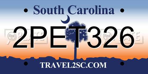 2PET326 South Carolina License Plate
