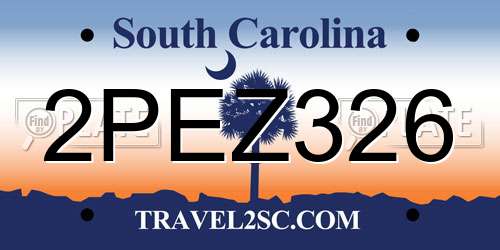 2PEZ326 South Carolina License Plate