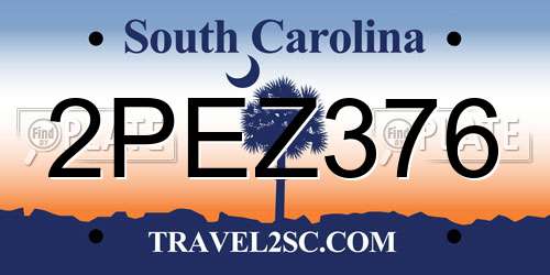 2PEZ376 South Carolina License Plate