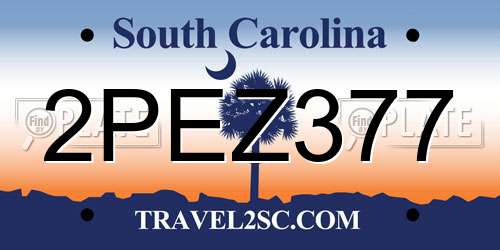 2PEZ377 South Carolina License Plate