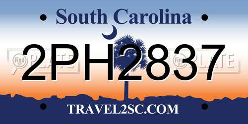 2PH2837 South Carolina License Plate