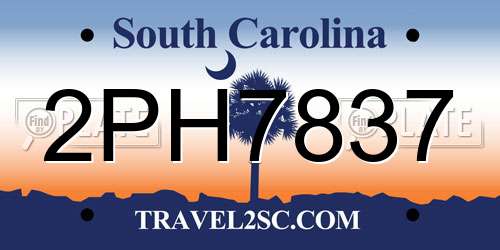 2PH7837 South Carolina License Plate
