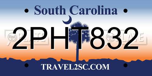 2PHT832 South Carolina License Plate