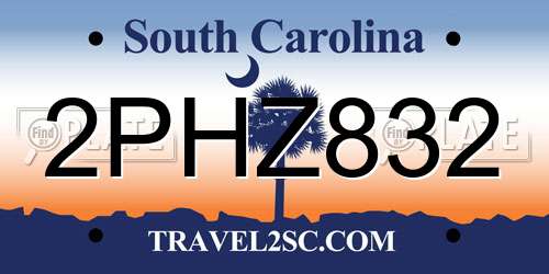 2PHZ832 South Carolina License Plate