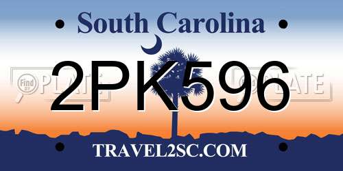 2PK596 South Carolina License Plate